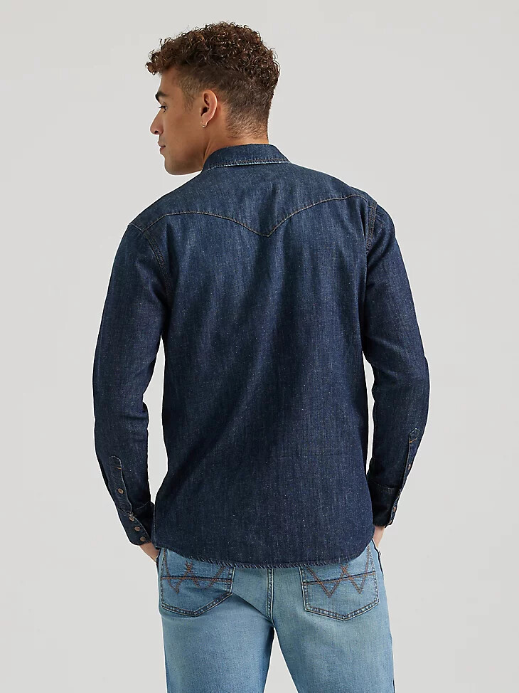 camicia revival da uomo wrangler x buffalo trace oak indigo