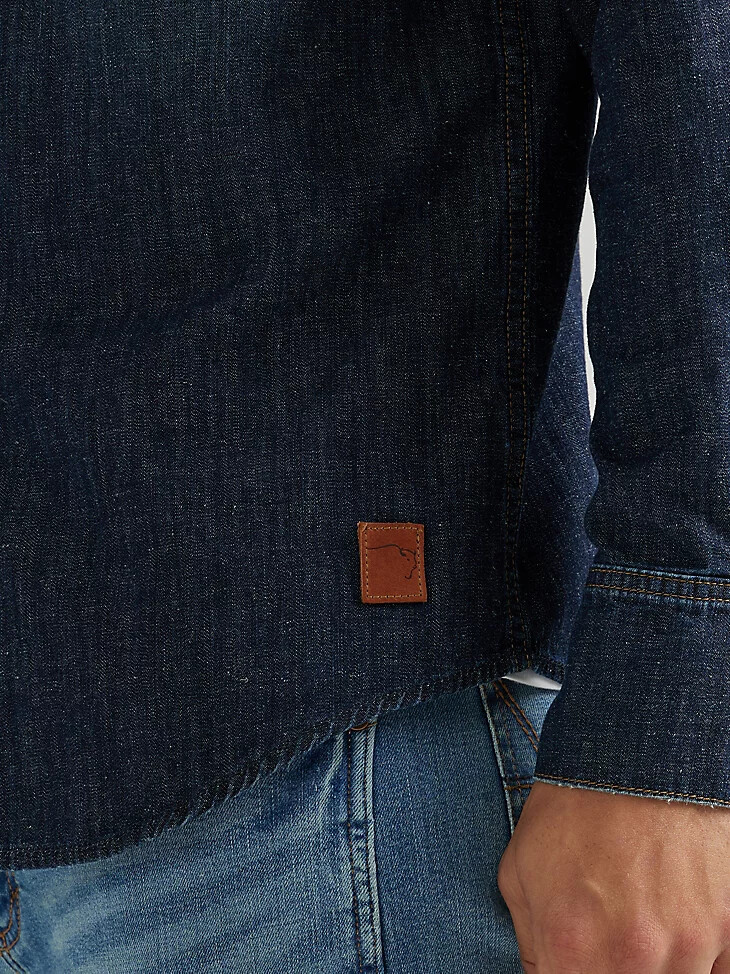 camicia revival da uomo wrangler x buffalo trace oak indigo