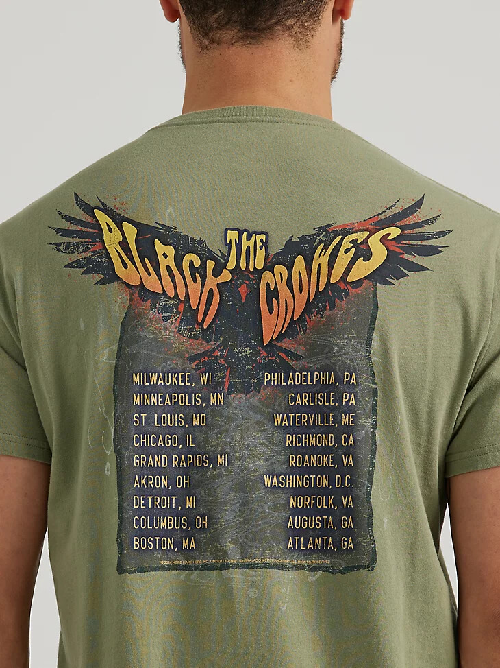 maglietta da uomo con grafica black crows concert verde lichene intenso