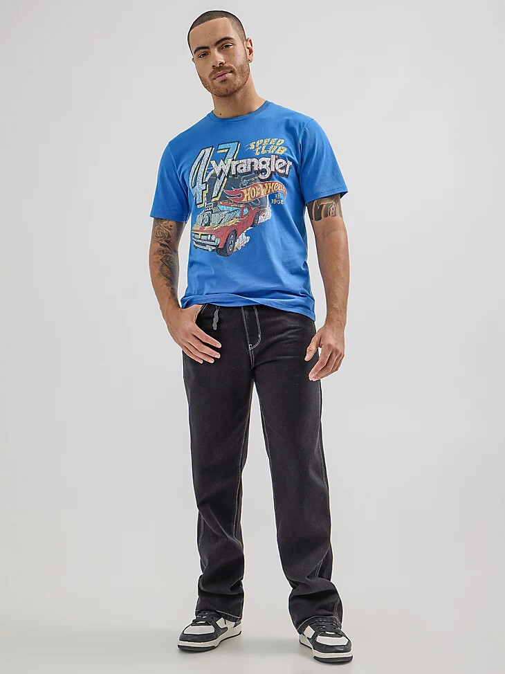 t-shirt speed club da uomo wrangler x hot wheels blu