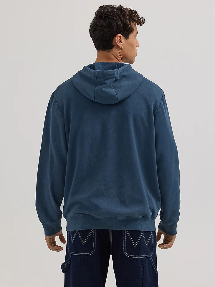 felpa con cappuccio da uomo con logo e vestibilità rilassata blu notte