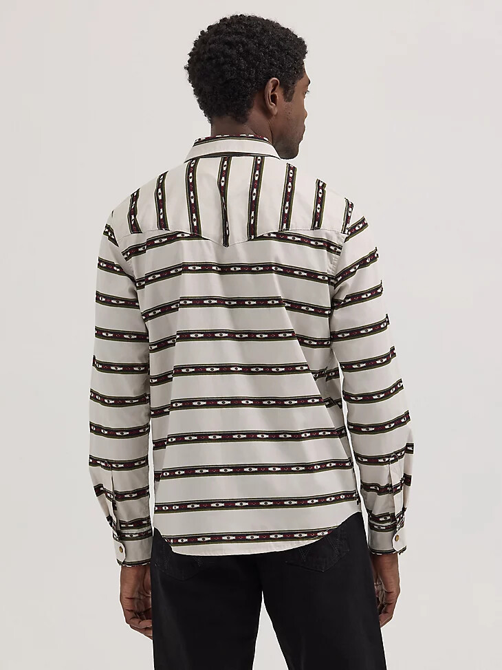 camicia da uomo in popeline stampato con campanellino a vento