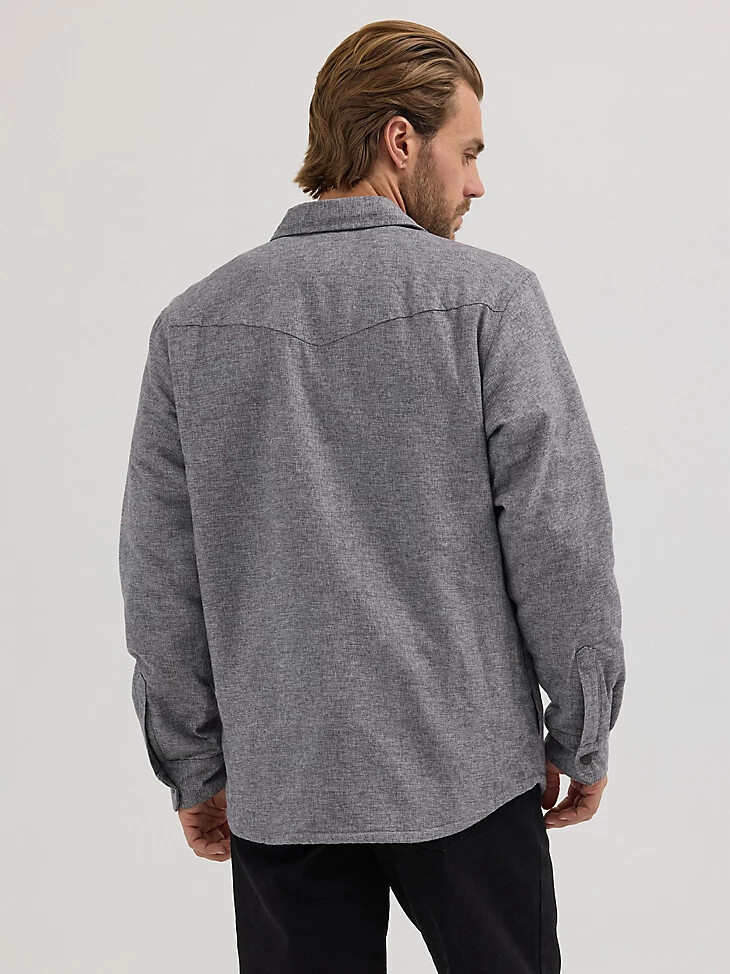 giacca da uomo in sherpa foderata in mélange colore ossidiana
