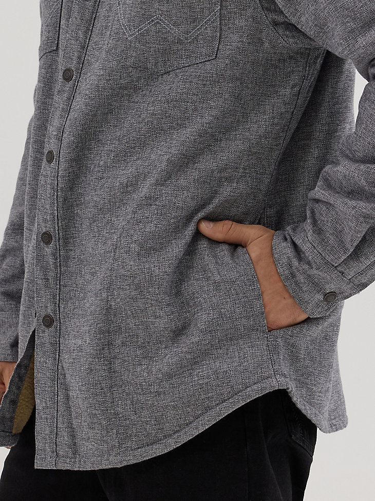giacca da uomo in sherpa foderata in mélange colore ossidiana