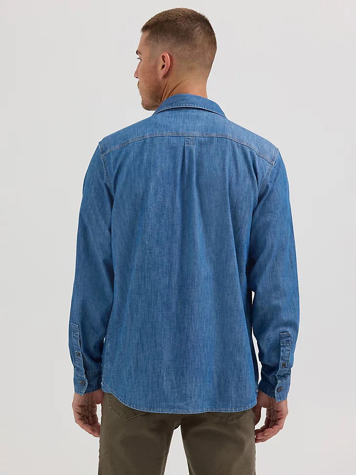 camicia elasticizzata relaxed fit da uomo lavaggio medio