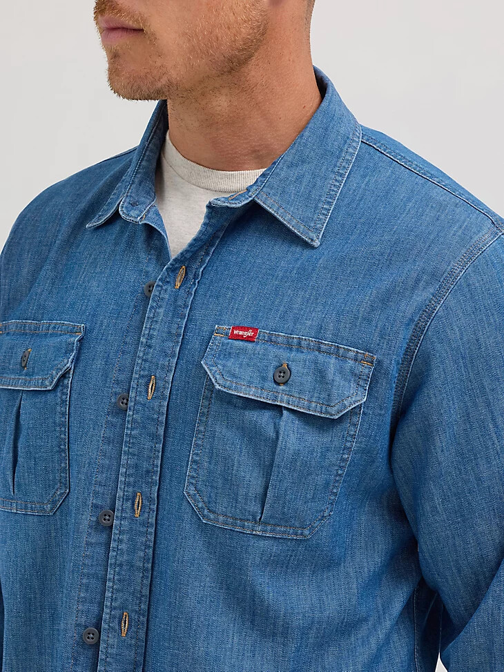 camicia elasticizzata relaxed fit da uomo lavaggio medio