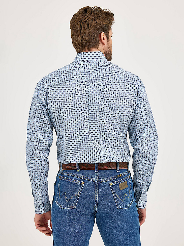 camicia a maniche lunghe con bottoni e una tasca wrangler george strait blu diamante caldo