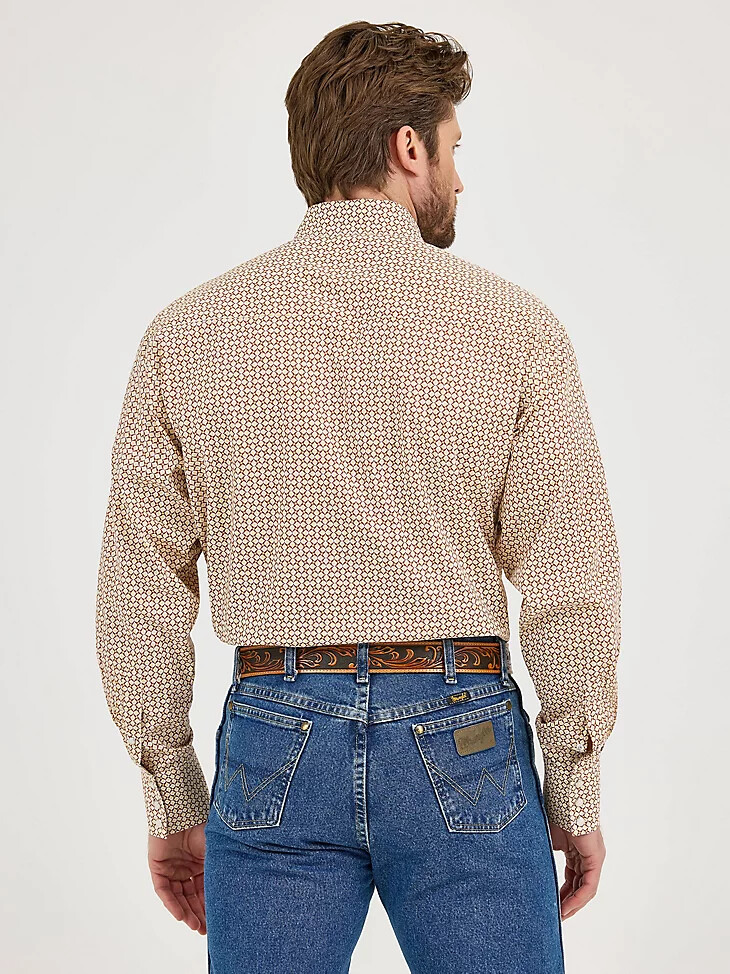 camicia western a maniche lunghe wrangler george strait troubadour con bottoni automatici e rivestimento in cioccolato