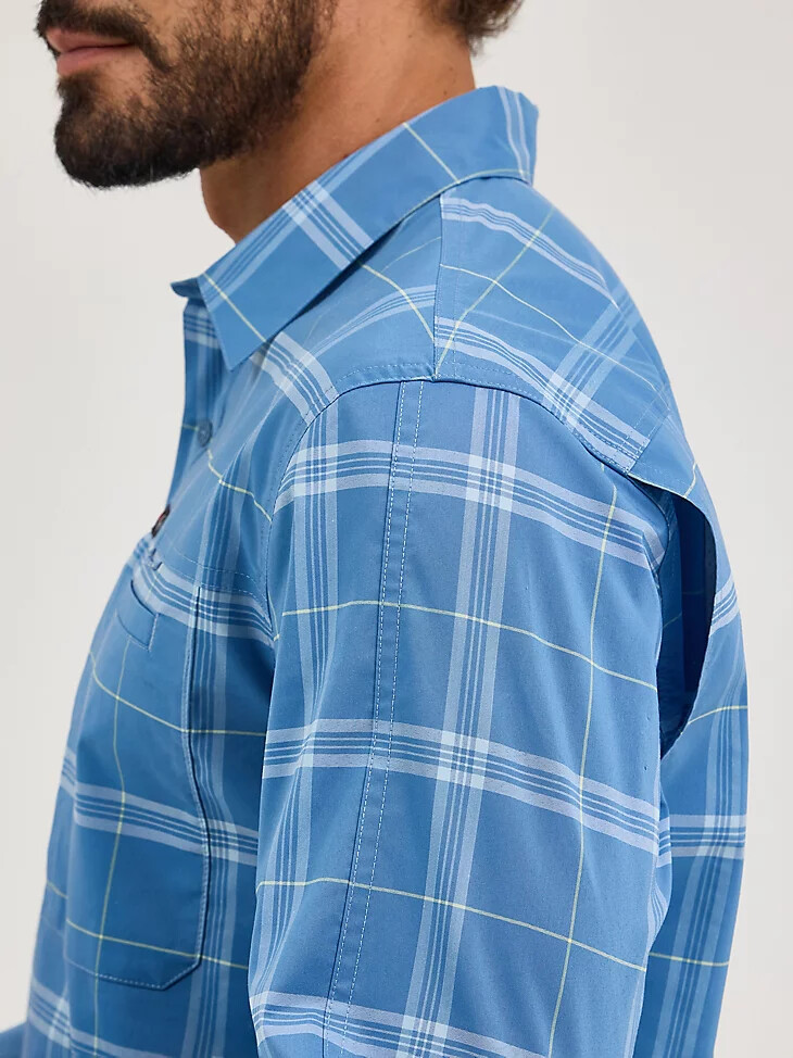 camicia a quadri hike to fish da uomo wrangler atg mangosteen