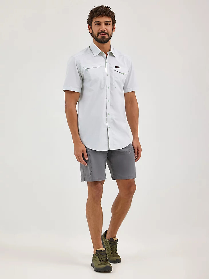 camicia da uomo wrangler atg in cedro con tasca e cerniera verde limo