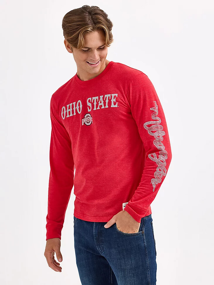 maglietta a maniche lunghe da uomo wrangler collegiate rattler ohio state