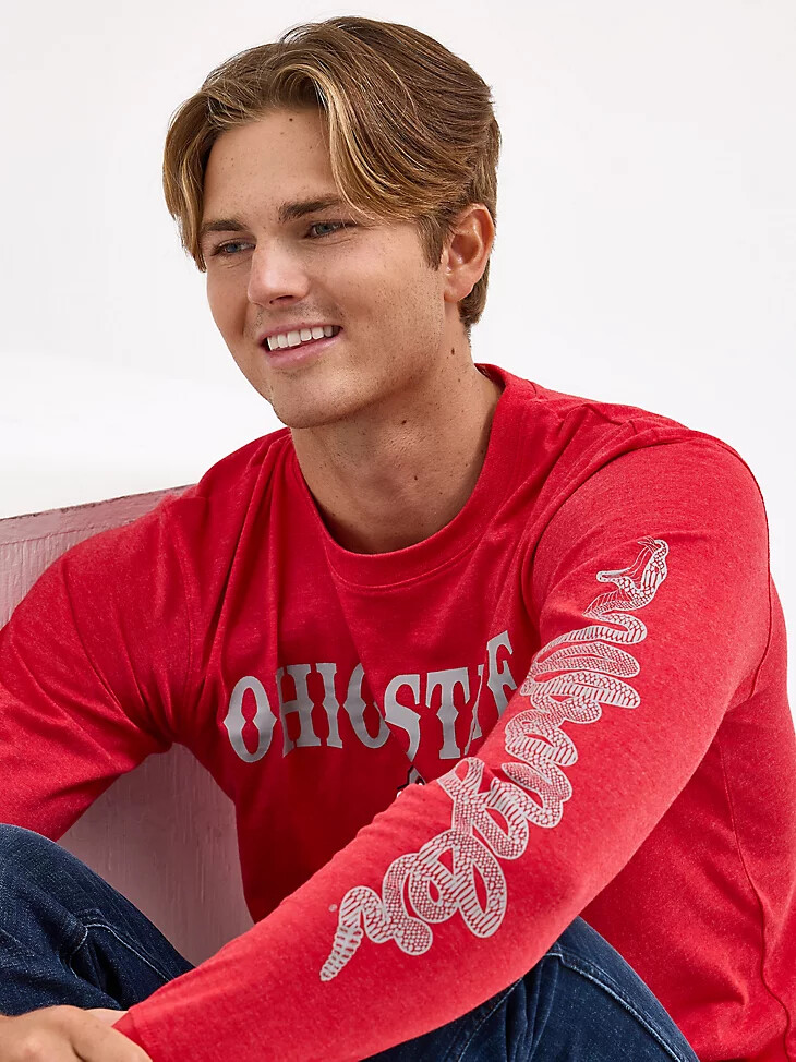 maglietta a maniche lunghe da uomo wrangler collegiate rattler ohio state