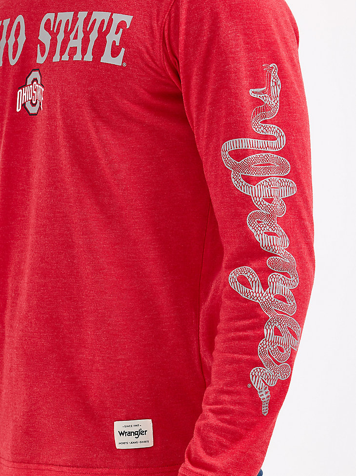 maglietta a maniche lunghe da uomo wrangler collegiate rattler ohio state