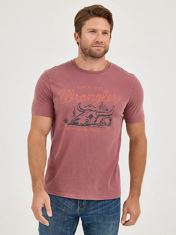 maglietta grafica da uomo steerhead mineral wash steer ginger