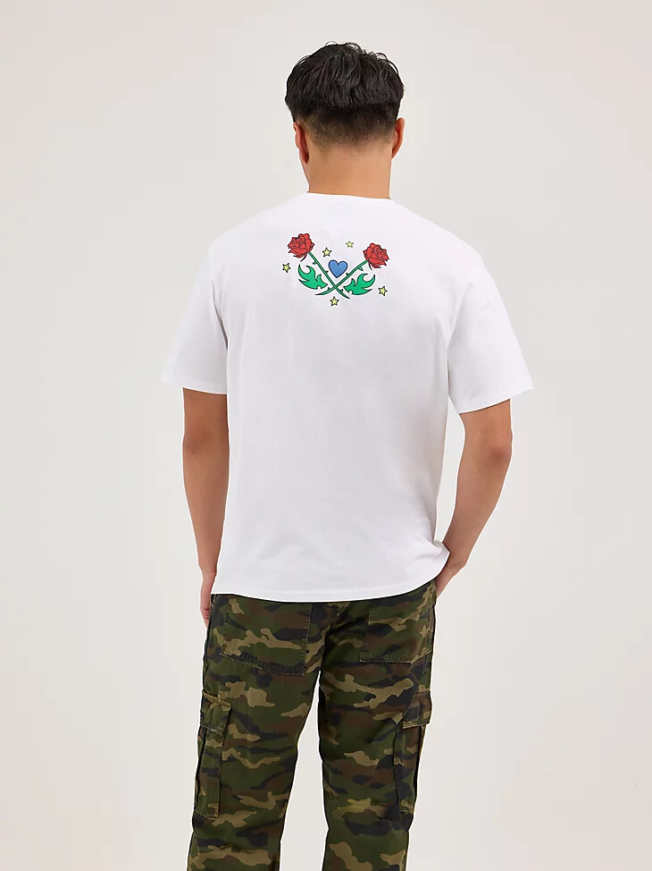 t-shirt wrangler x happy socks rose crest bianca