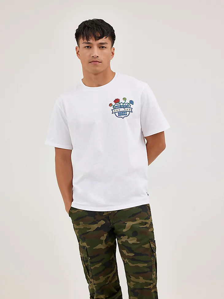 t-shirt wrangler x happy socks rose crest bianca