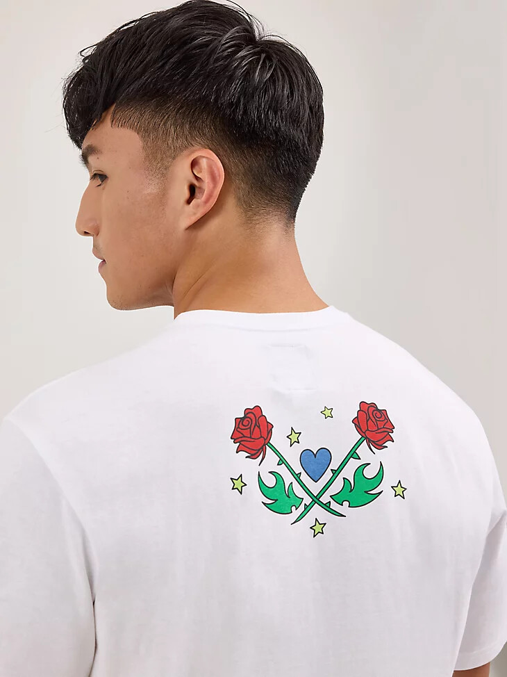 t-shirt wrangler x happy socks rose crest bianca