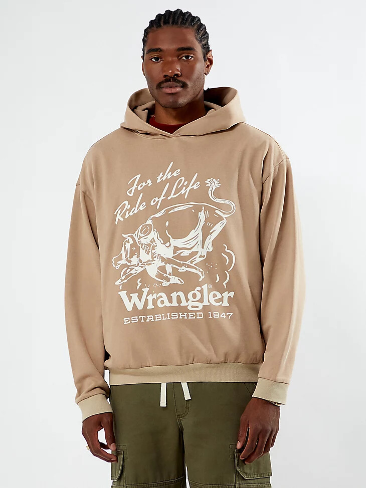felpa con cappuccio grafica da uomo wrangler x pacsun dune