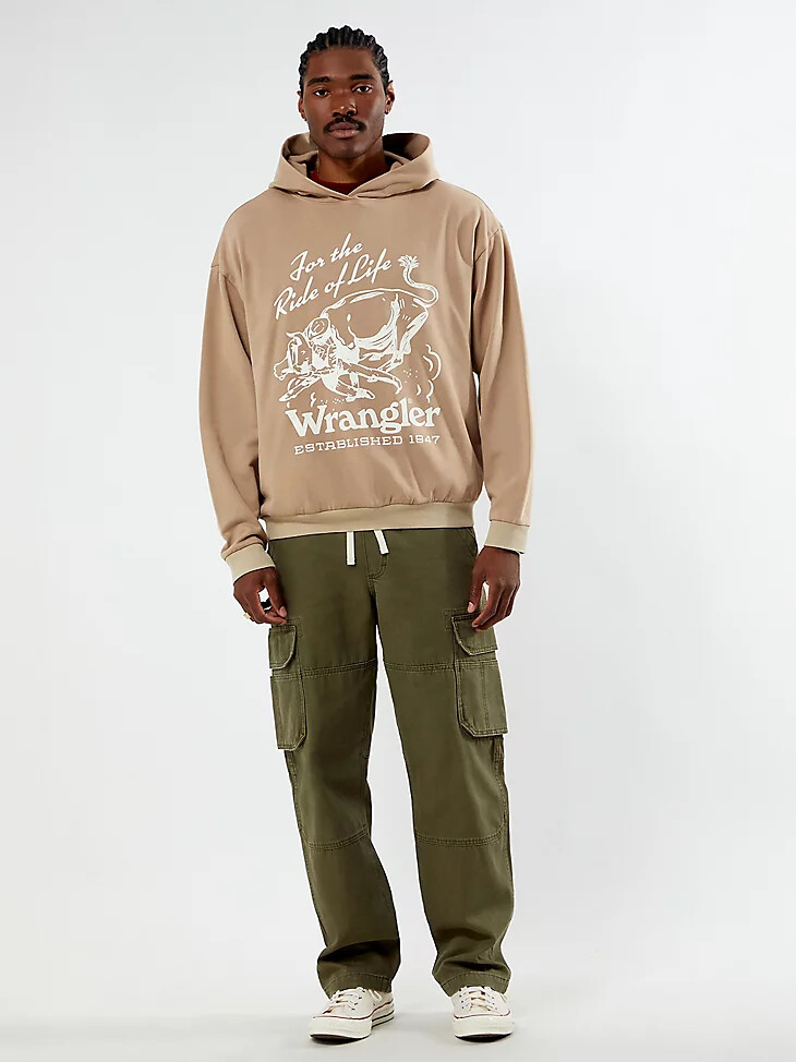 felpa con cappuccio grafica da uomo wrangler x pacsun dune
