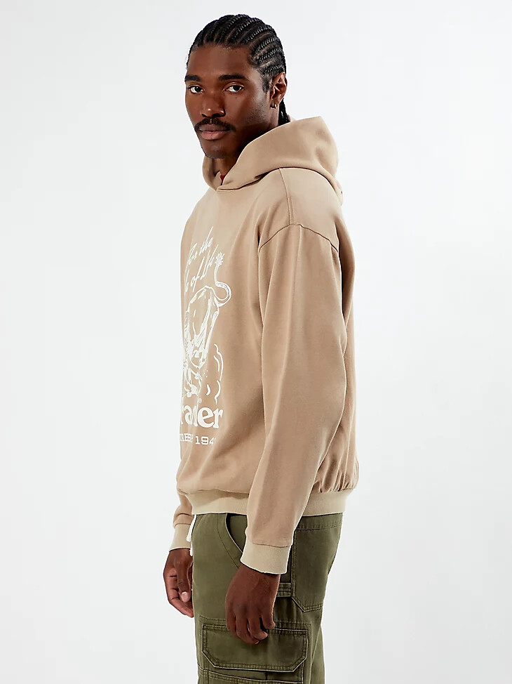 felpa con cappuccio grafica da uomo wrangler x pacsun dune