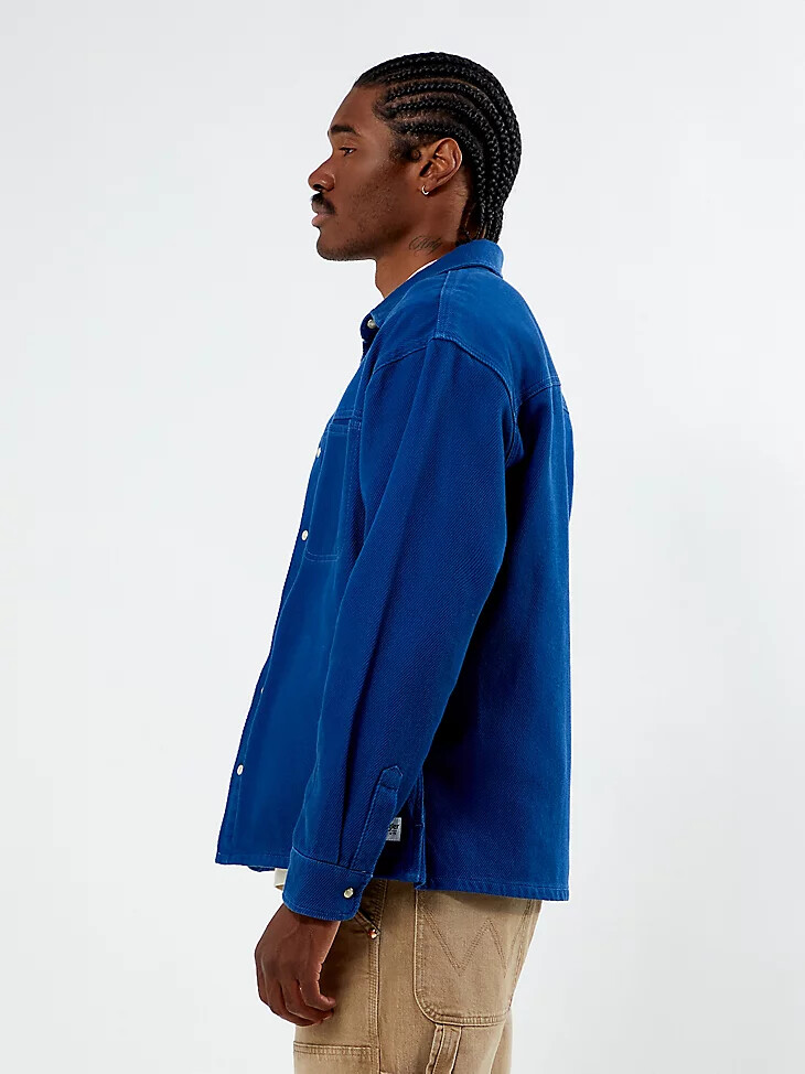 camicia oversize in twill blu delft da uomo wrangler x pacsun