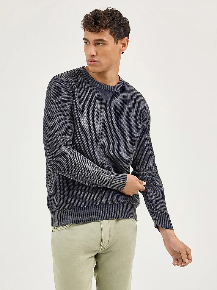maglione girocollo da uomo blu navy