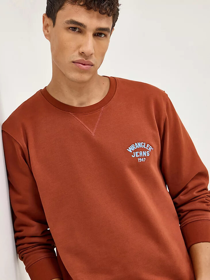 felpa girocollo con logo da uomo color paprika affumicato