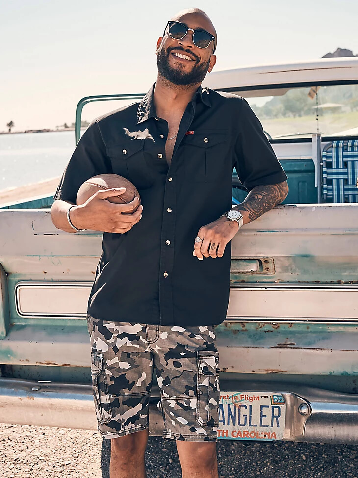camicia da uomo in popeline elasticizzato e rilassato color caviale