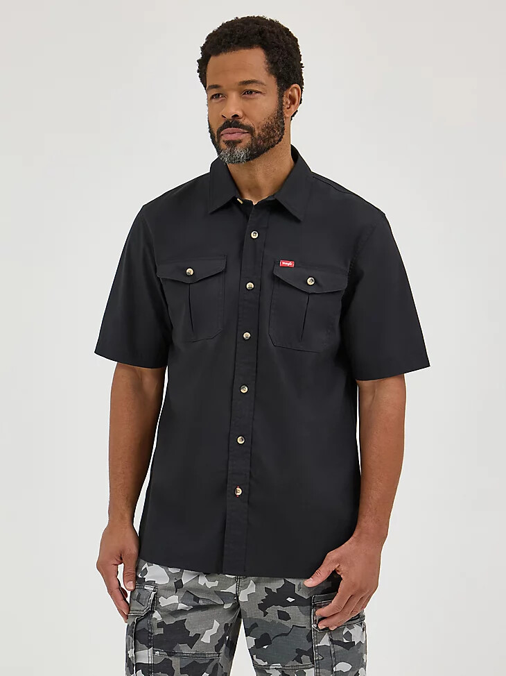 camicia da uomo in popeline elasticizzato e rilassato color caviale