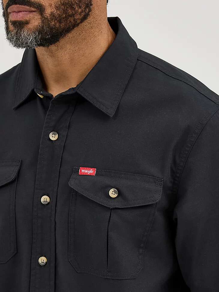 camicia da uomo in popeline elasticizzato e rilassato color caviale