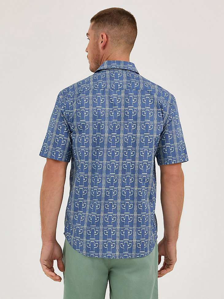 camicia da uomo con stampa moonlight cactus