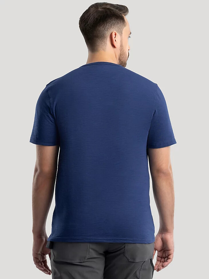 maglietta da uomo con tasca in maglia slub blu navy