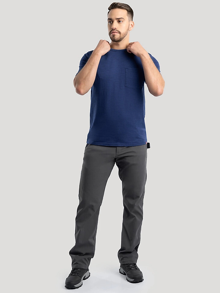 maglietta da uomo con tasca in maglia slub blu navy