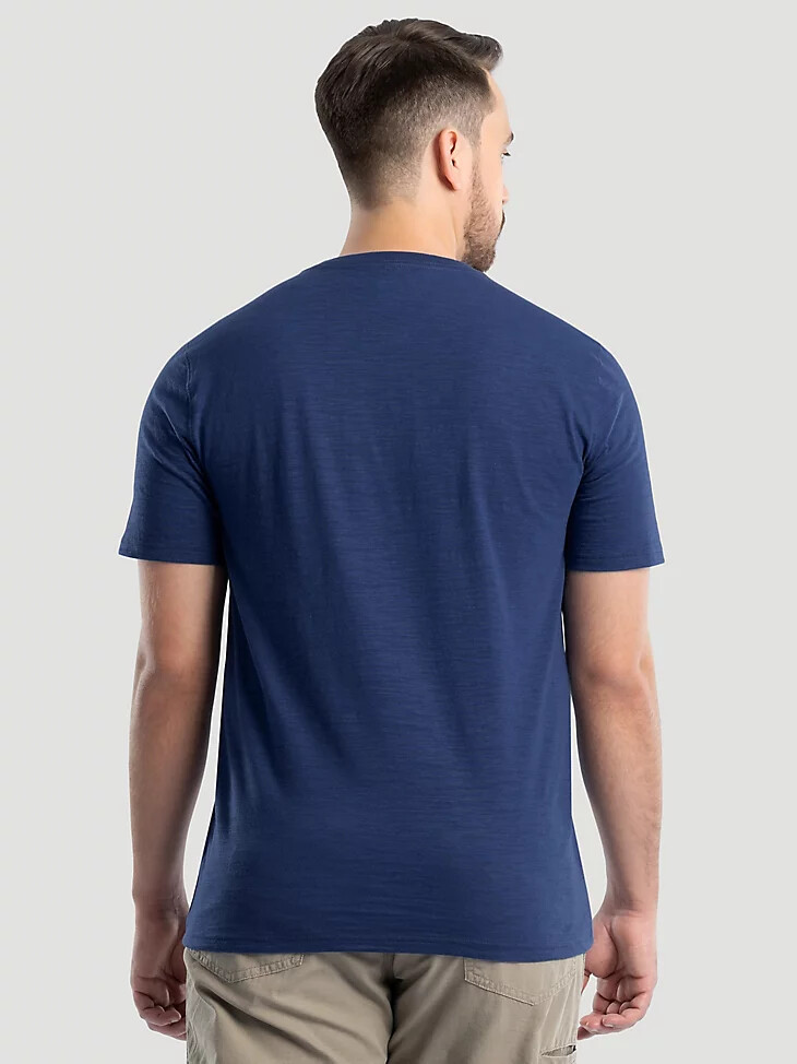 maglia henley da uomo in maglia slub blu estate