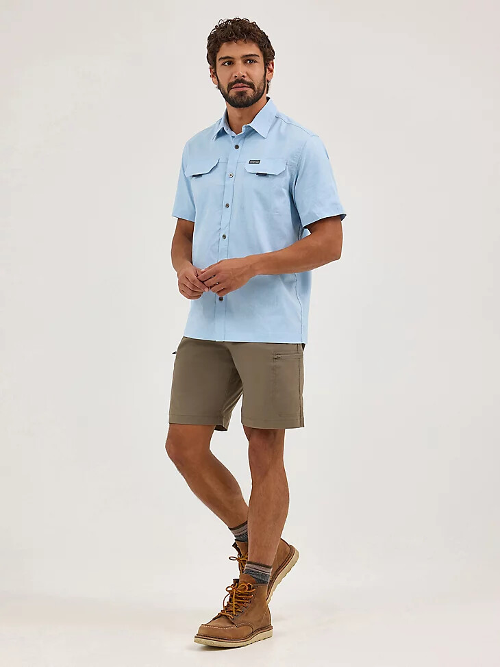 camicia da trekking a maniche corte da uomo color ceruleo