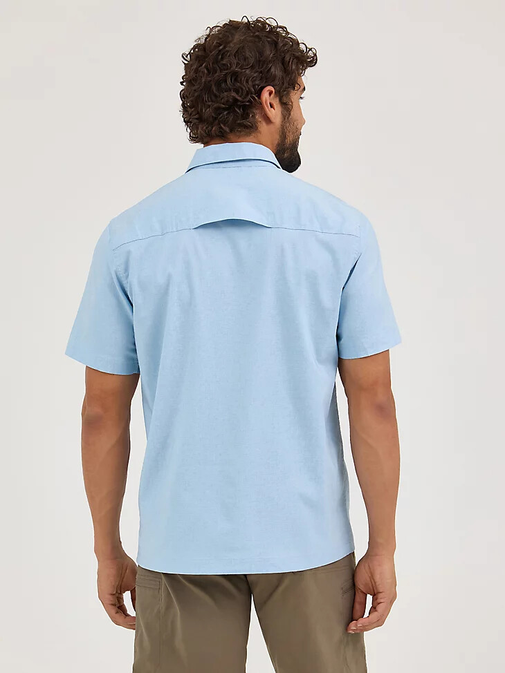 camicia da trekking a maniche corte da uomo color ceruleo