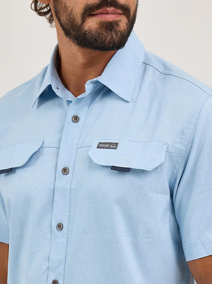 camicia da trekking a maniche corte da uomo color ceruleo