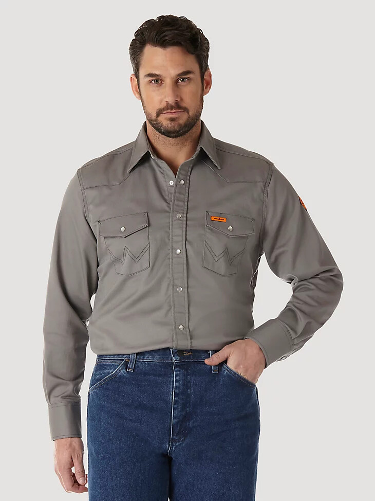 wrangler fr flame-resistant long sleeve solid - antracite antracite