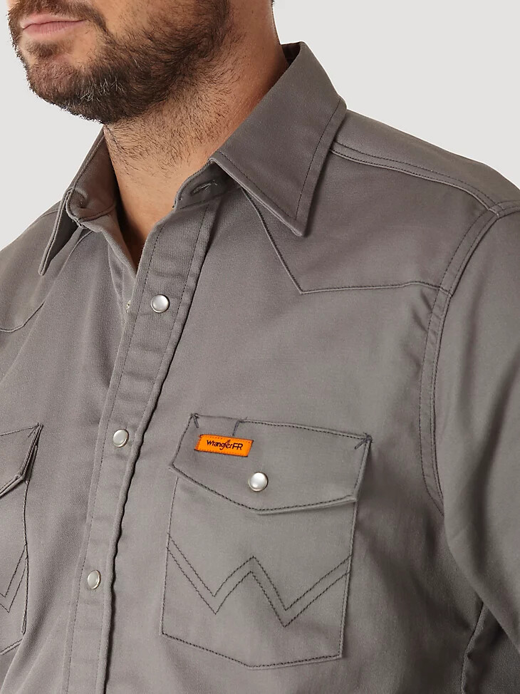 wrangler fr flame-resistant long sleeve solid - antracite antracite