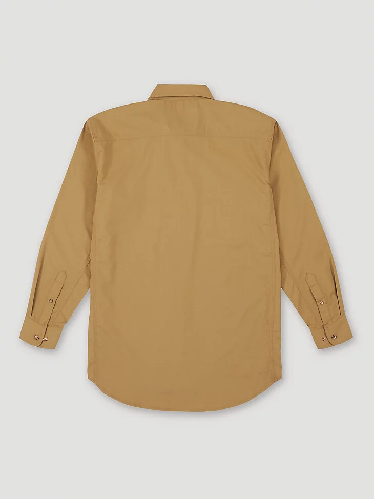 camicia da lavoro in twill riggs ignifuga wrangler fr tinta unita colore cachi