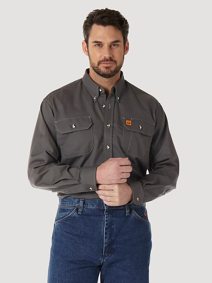 camicia da lavoro ignifuga wrangler fr riggs grigio ardesia