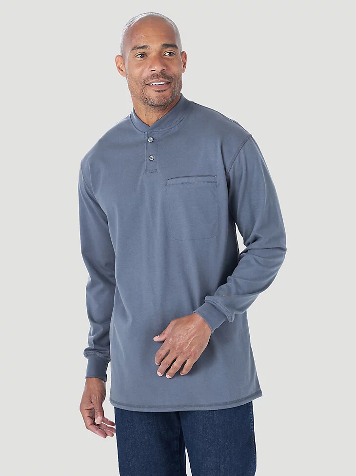 maglia henley leggera a maniche lunghe ignifuga wrangler fr castle rock