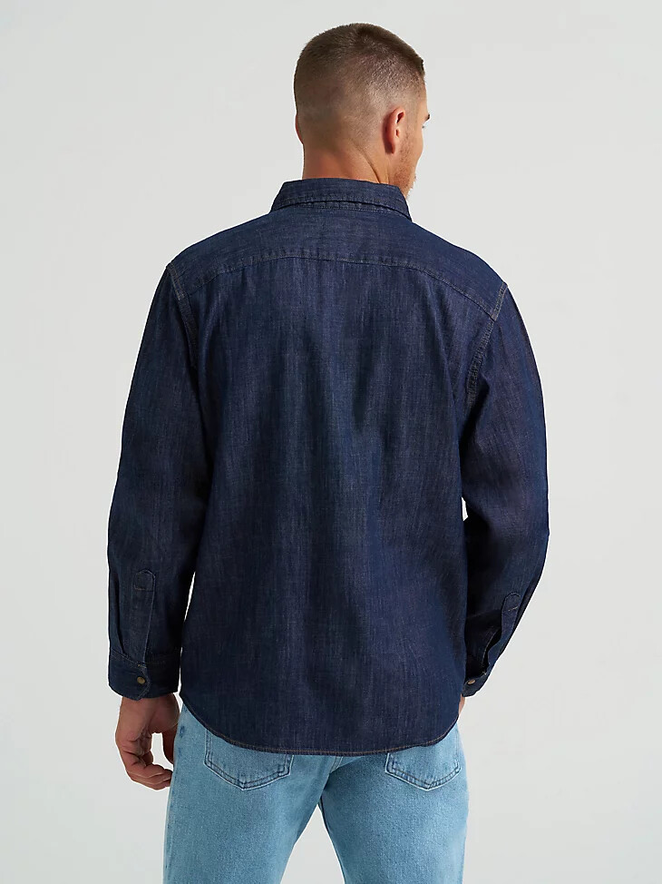 camicia da uomo in denim con bottoni automatici sul davanti stile western lavaggio