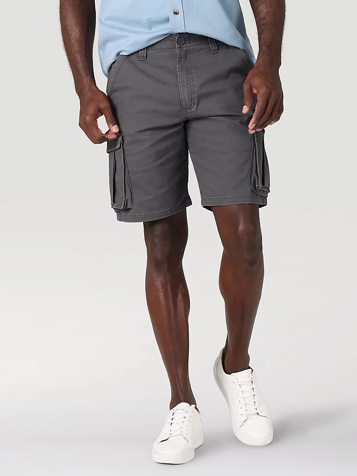 pantaloncini cargo elasticizzati a spina di pesce da uomo color asfalto
