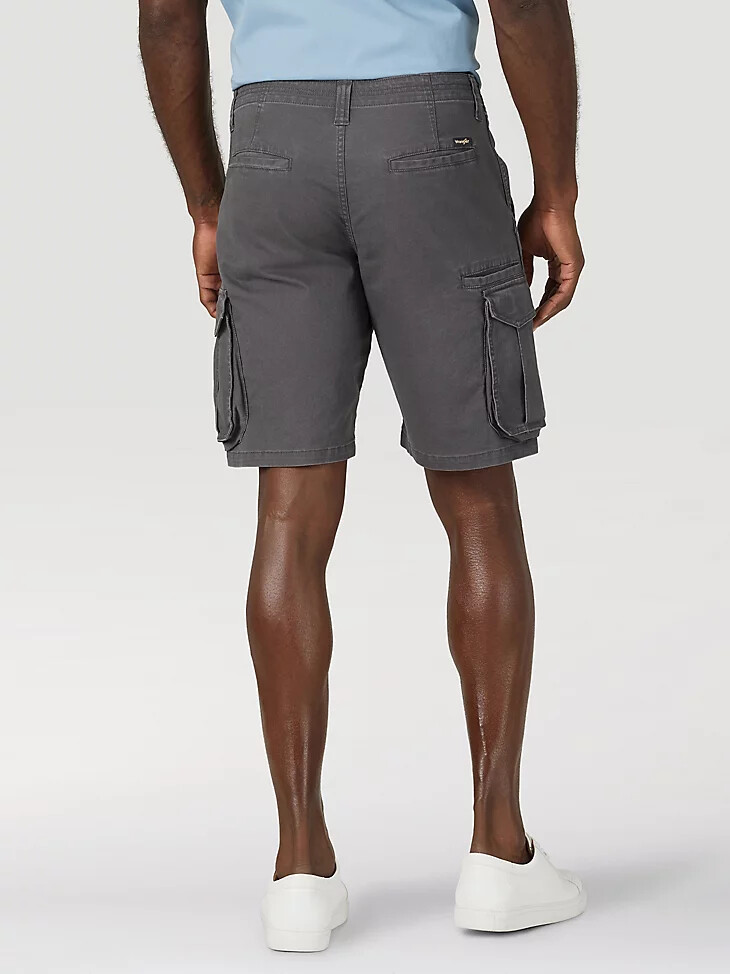 pantaloncini cargo elasticizzati a spina di pesce da uomo color asfalto