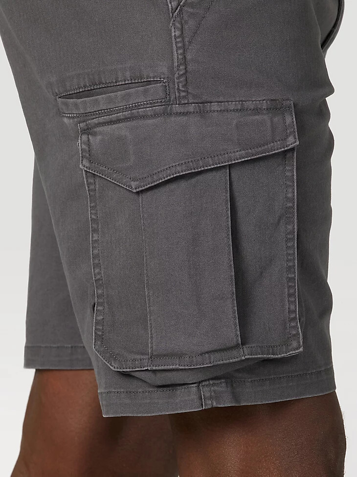 pantaloncini cargo elasticizzati a spina di pesce da uomo color asfalto