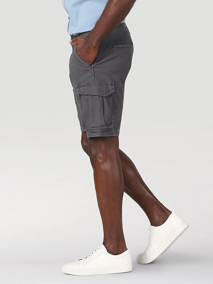 pantaloncini cargo elasticizzati a spina di pesce da uomo color asfalto