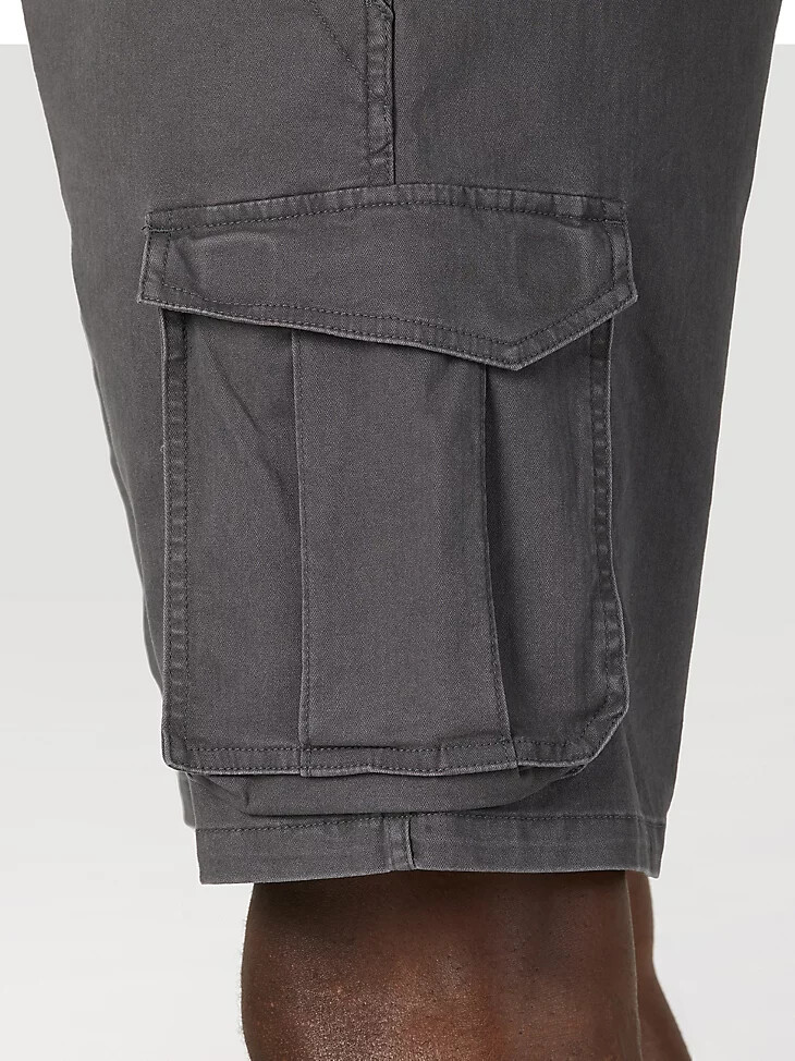 pantaloncini cargo elasticizzati a spina di pesce da uomo color asfalto
