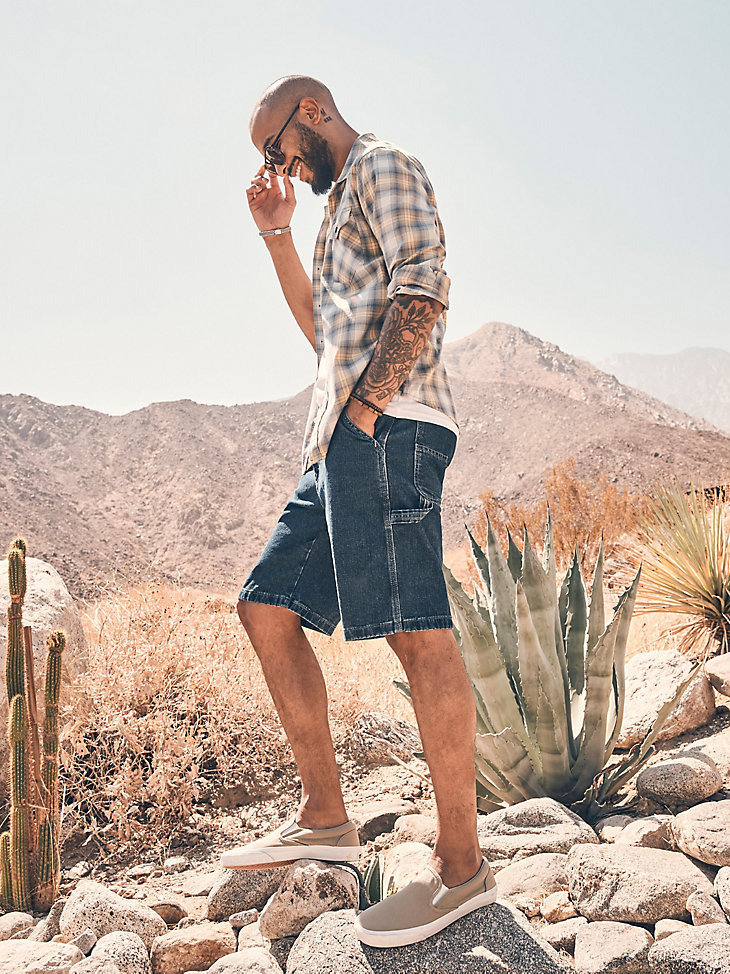 pantaloncini da carpentiere wrangler five star premium da uomo indaco scuro