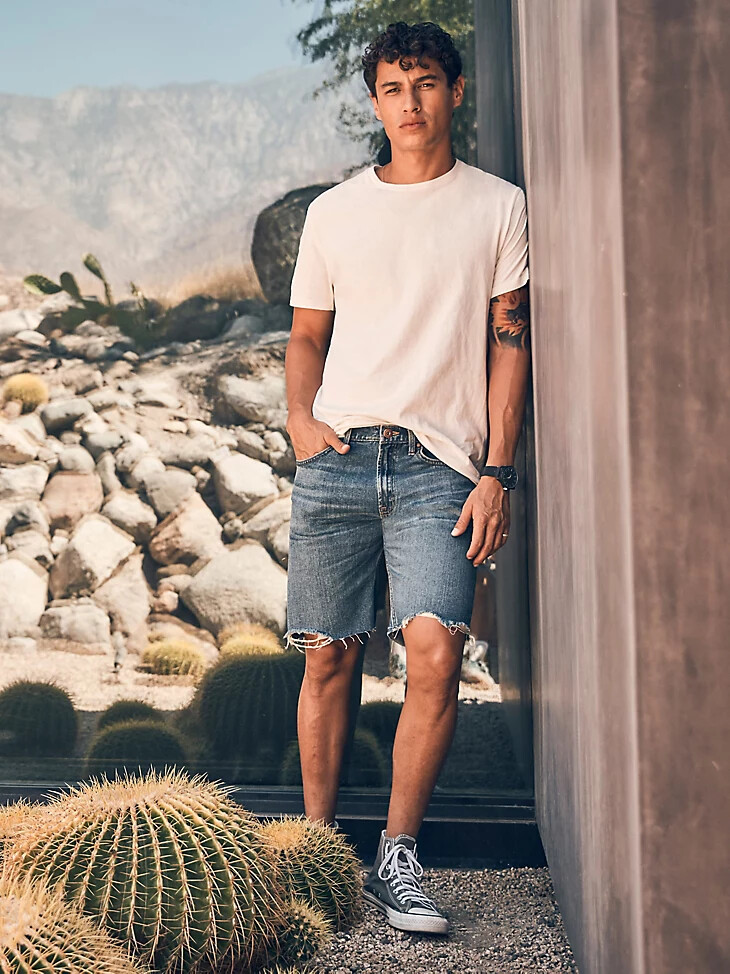 pantaloncini da uomo in denim tagliati oakes